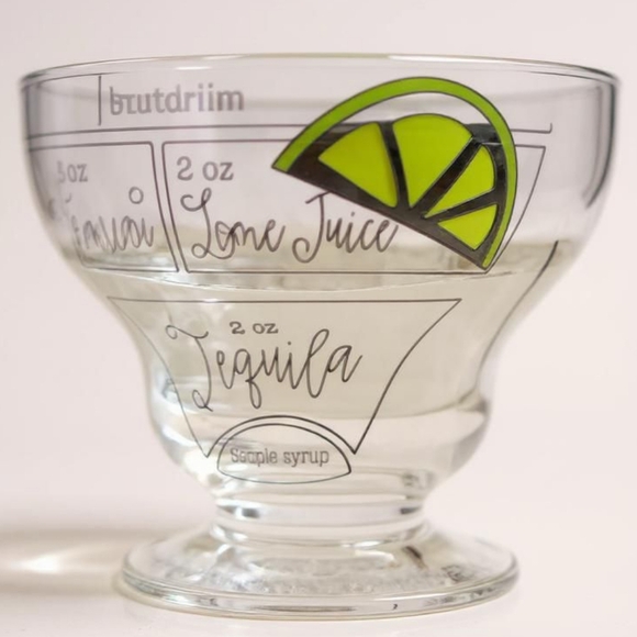 Mudpie 6-NWT Footed Stemless Margarita Recipe Clear Glass 4" Tall x 5" Diameter. - Picture 1 of 10